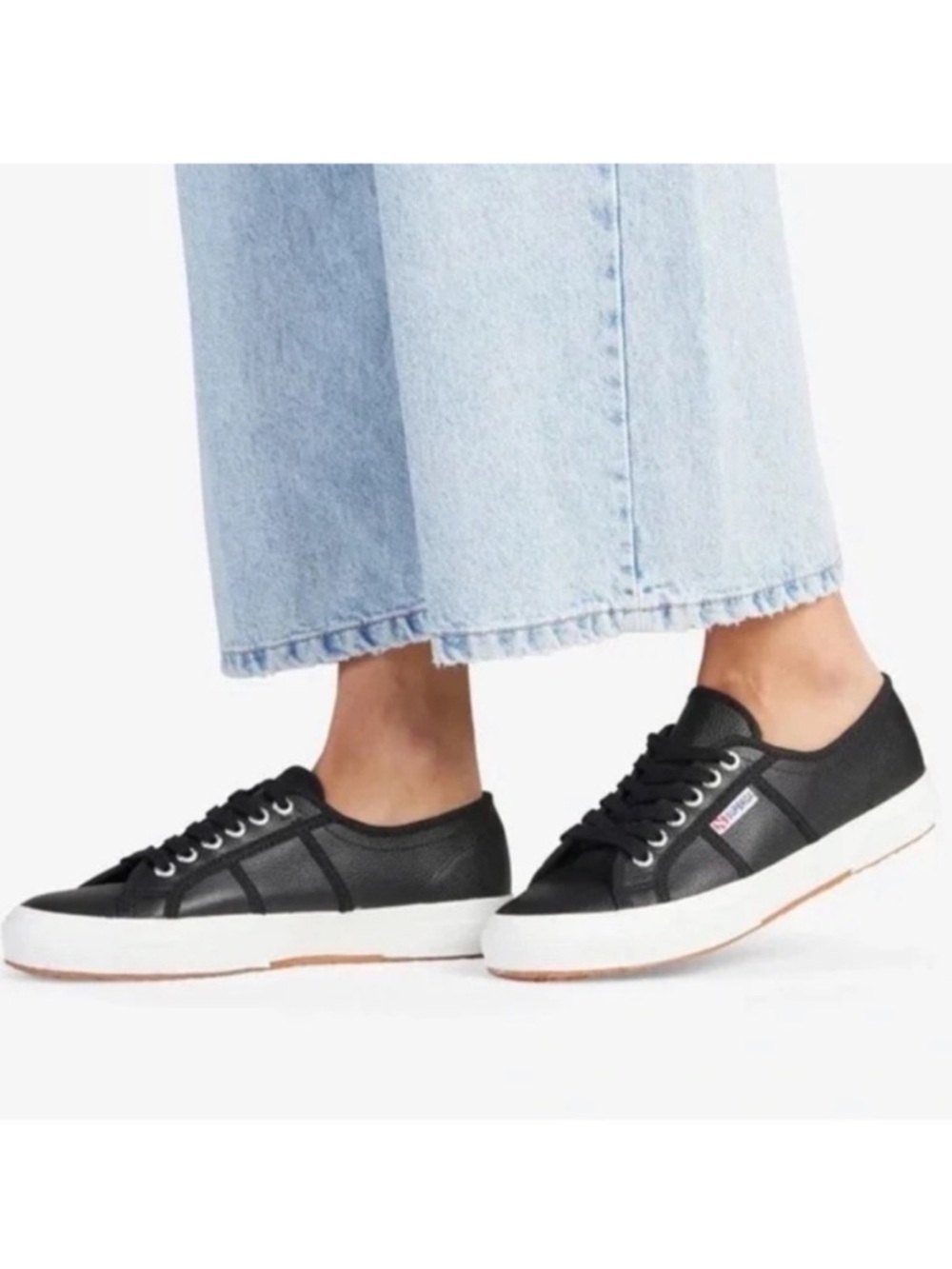 Black Low-Top Leather Sneakers by Superga